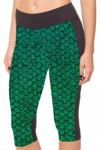 Green Dinosaur Eggs High Waist With Side Pocket Phone Capri Pants