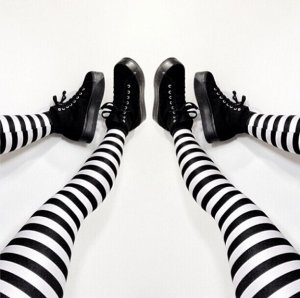 Rock Black and White Striped Leggings