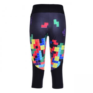 Tetris High Waist With Side Pocket Phone Capri Pants