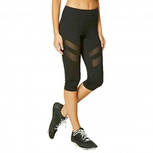 Black capri sport leggings with mesh