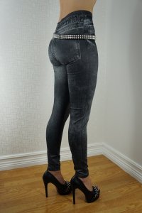 Black Jeans Print Leggings