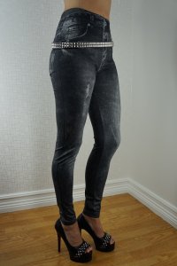 Black Jeans Print Leggings