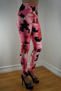 Pink Camouflage Leggings, Rosa Kamouflage