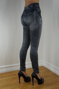Patched Jeans Print Leggings