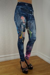 Dream Blue Jeans Print Leggings