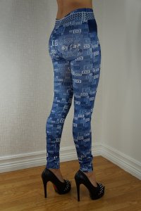 Square Blue Jeans Print Leggings