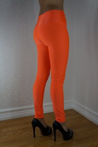 Zipper Neon Fluorescent Leggings Orange