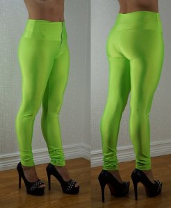 Zipper Neon Fluorescent Leggings Green