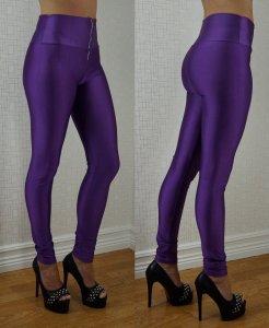 Zipper Neon Fluorescent Leggings Purple