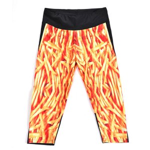 French Fries High Waist With Side Pocket Phone Capri Pants