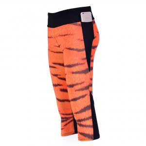 Tiger High Waist With Side Pocket Phone Capri Pants