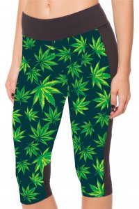The Leaves High Waist With Side Pocket Phone Capri Pants