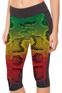 Color Snakeskin High Waist With Side Pocket Phone Capri Pants