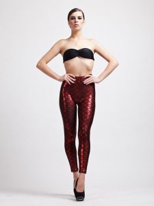 Mermaid Shiny Red Leggings