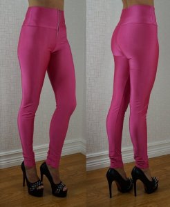 Zipper Neon Fluorescent Leggings Pink