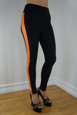 Black Orange Striped Sport Leggings