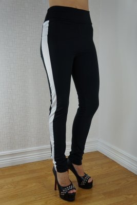 Black White Striped Gym Leggings